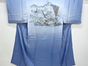 アンティーク　東海道五十三次模様男物長襦袢